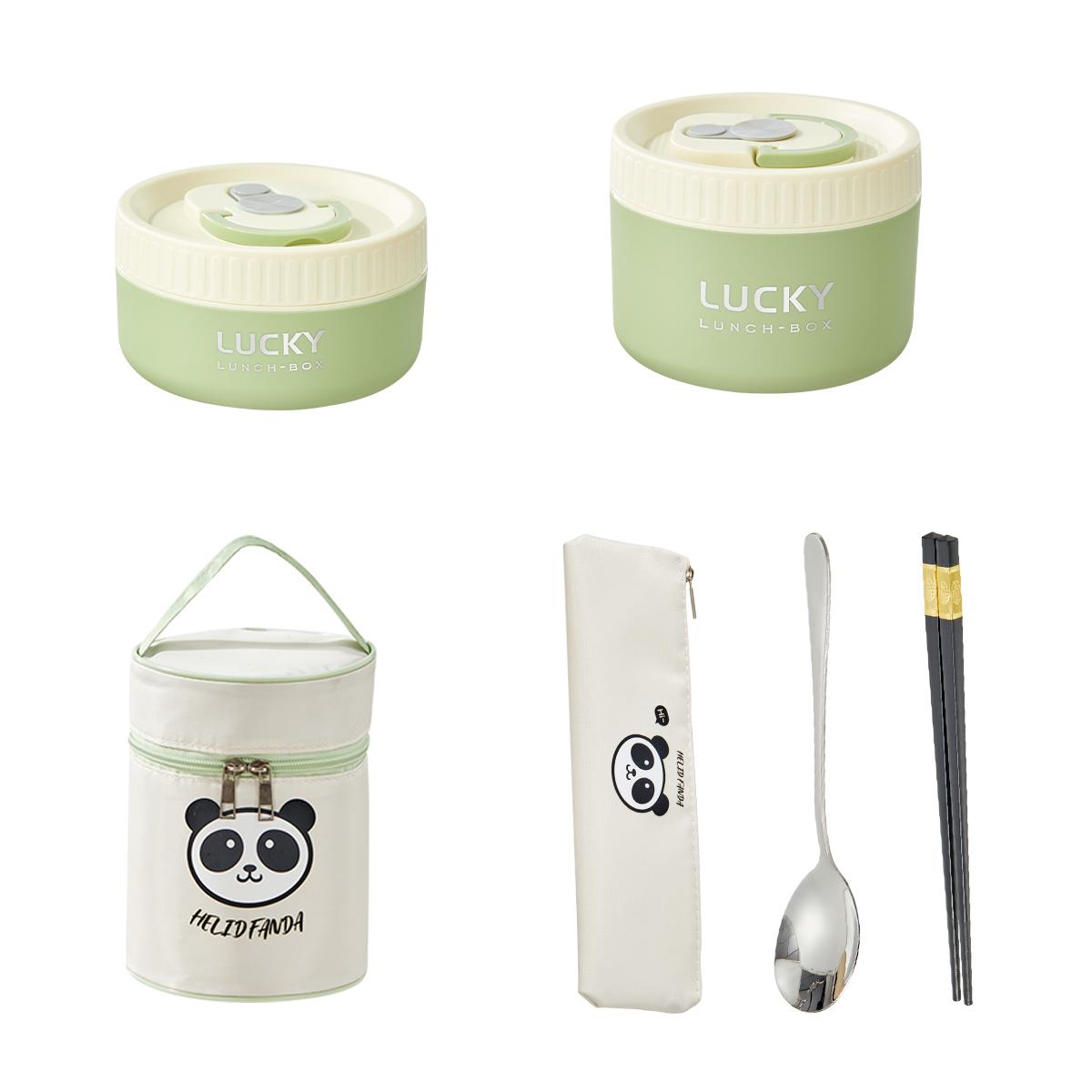 

Портативный термо ланч-бокс с посудой и сумкой, контейнеры для еды из нержавеющей стали 304, герметичный, непротекающий, термос для супа, можно использовать в микроволновой печи