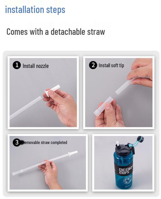 Large Capacity Outdoor Sports Water Bottle with Straw for Students