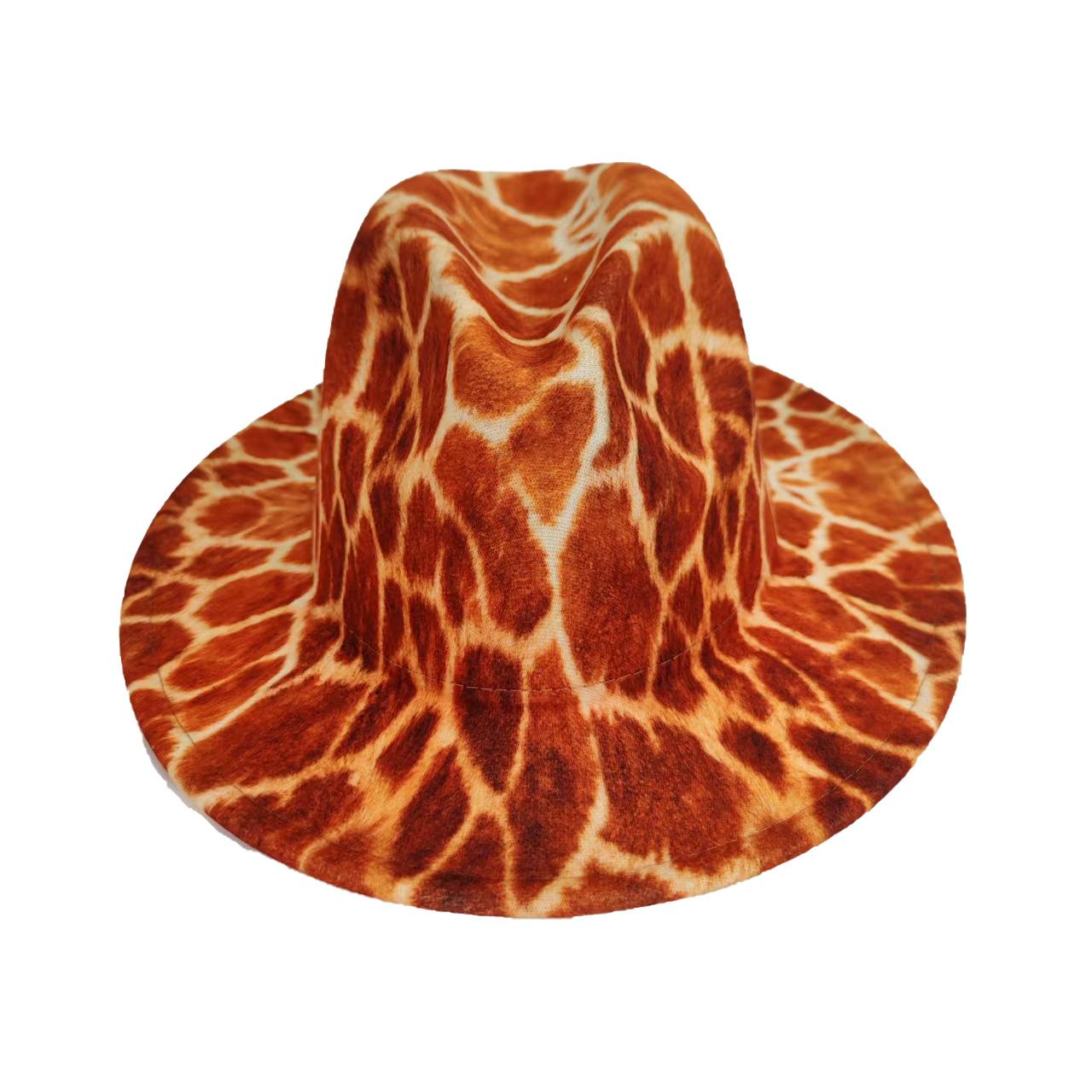 Британский ретро шерстяной цилиндр мужской и женский животный полосатый фетровый шляпа четыре сезона простой с широкими полями джазовый шляпа M（56-58cm）