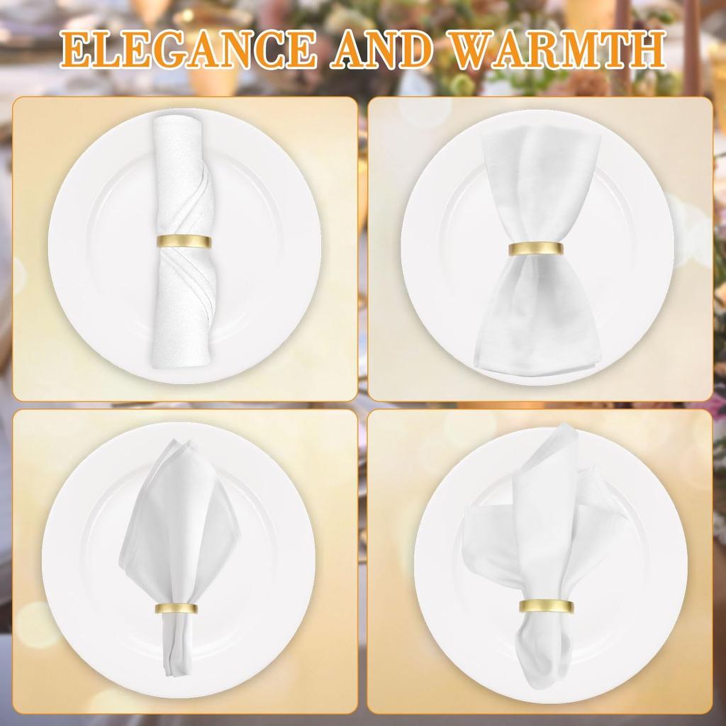 Stainless Steel Napkin Rings Metal Napkin Ring Holders, Yimerlen Holder Serviette Buckles for Family Dinner, Wedding, Party (Semicircle Matte Gold)
