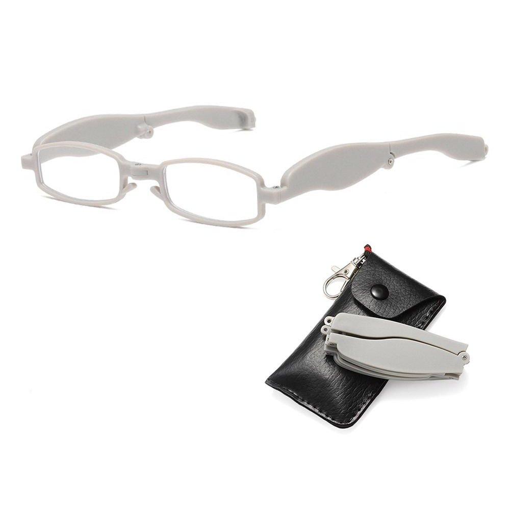 Portable Folding Anti Blue Light Reading Glasses With Leather Case Men Women Compact 360°Twist Pocket Presbyopic Eyeglasses