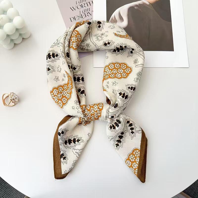 Korean Style Versatile Silk Wool Feel Small Square Scarf Women Winter Decorative Neck Scarf