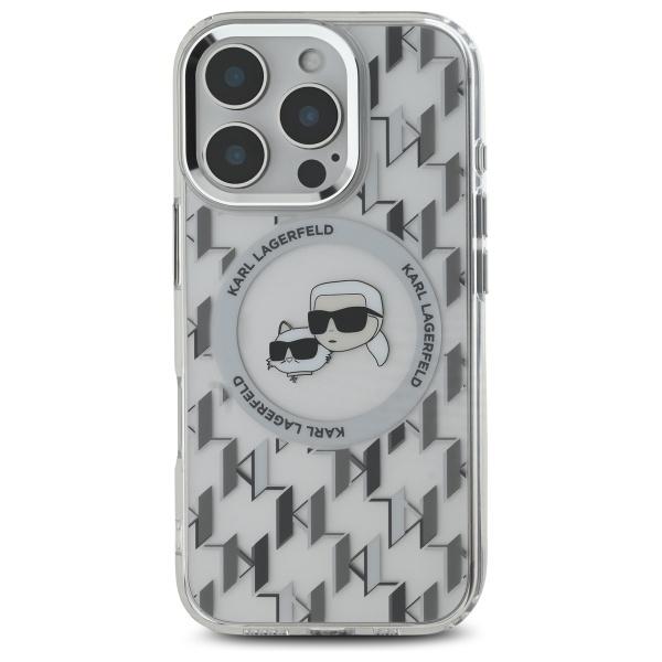 Karl Lagerfeld KLHMP16LHMCKMHT iPhone 16 Pro 6.3" Clear/Transparent IML Monogram Karl&Choupette Head MagSafe
