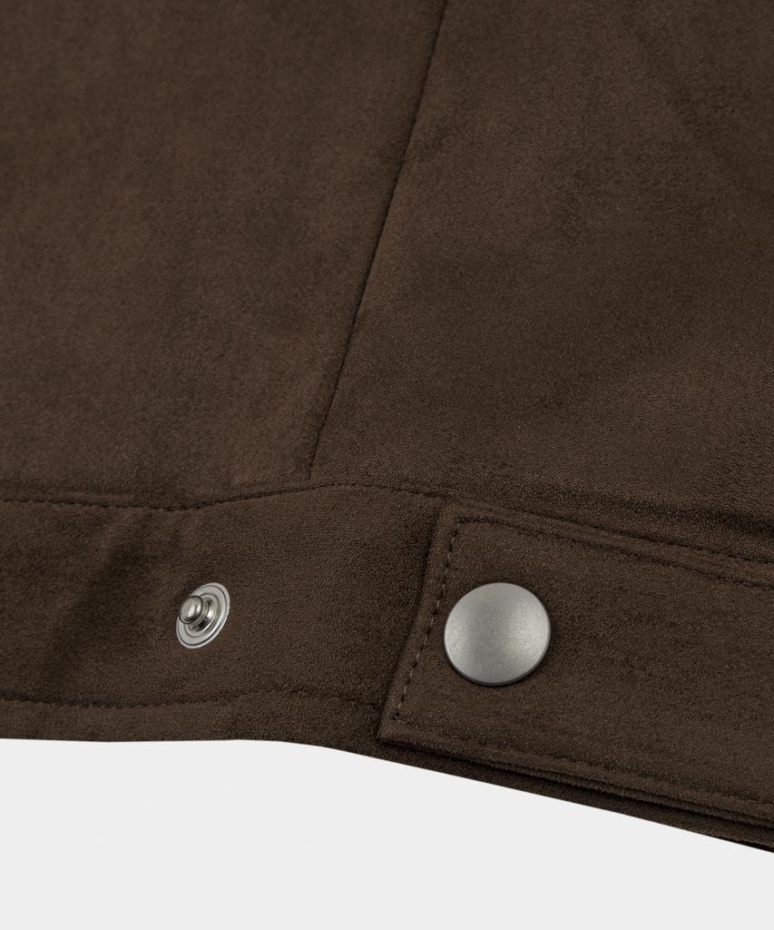 LETTERCOMO Contemporary Suede Rider Jacket Dark Brown