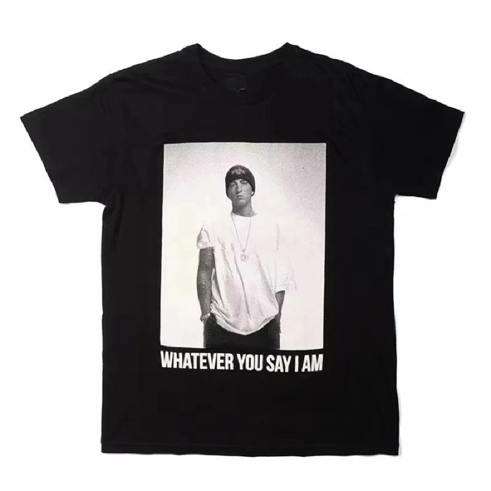 

2025 Новая американская рэп-звезда Хлопковая футболка Эминем 8 миль Серия С принтом Мужская и женская футболка с коротким рукавом и круглым вырезом в стиле ретро XXXXXL чёрный