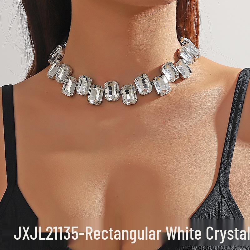 Collar de Cristal Rosa Colorido con Diamantes Completos - Estilo Europeo y Americano