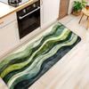 Green Gray Corrugated Print Bath Mat,  Non-Slip Rug, Dual-Tone Decor for Bathroom, Kitchen, Entryway, Housewarming Gift