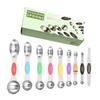 9-Piece Dual-End Stainless Steel Magnetic Measuring Spoons with Gram Scale