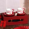 Chinese Sunset Rose Ceramic Coffee Cup High Value Gift Cup Saucer Set Gift Box Wedding Birthday Gift
