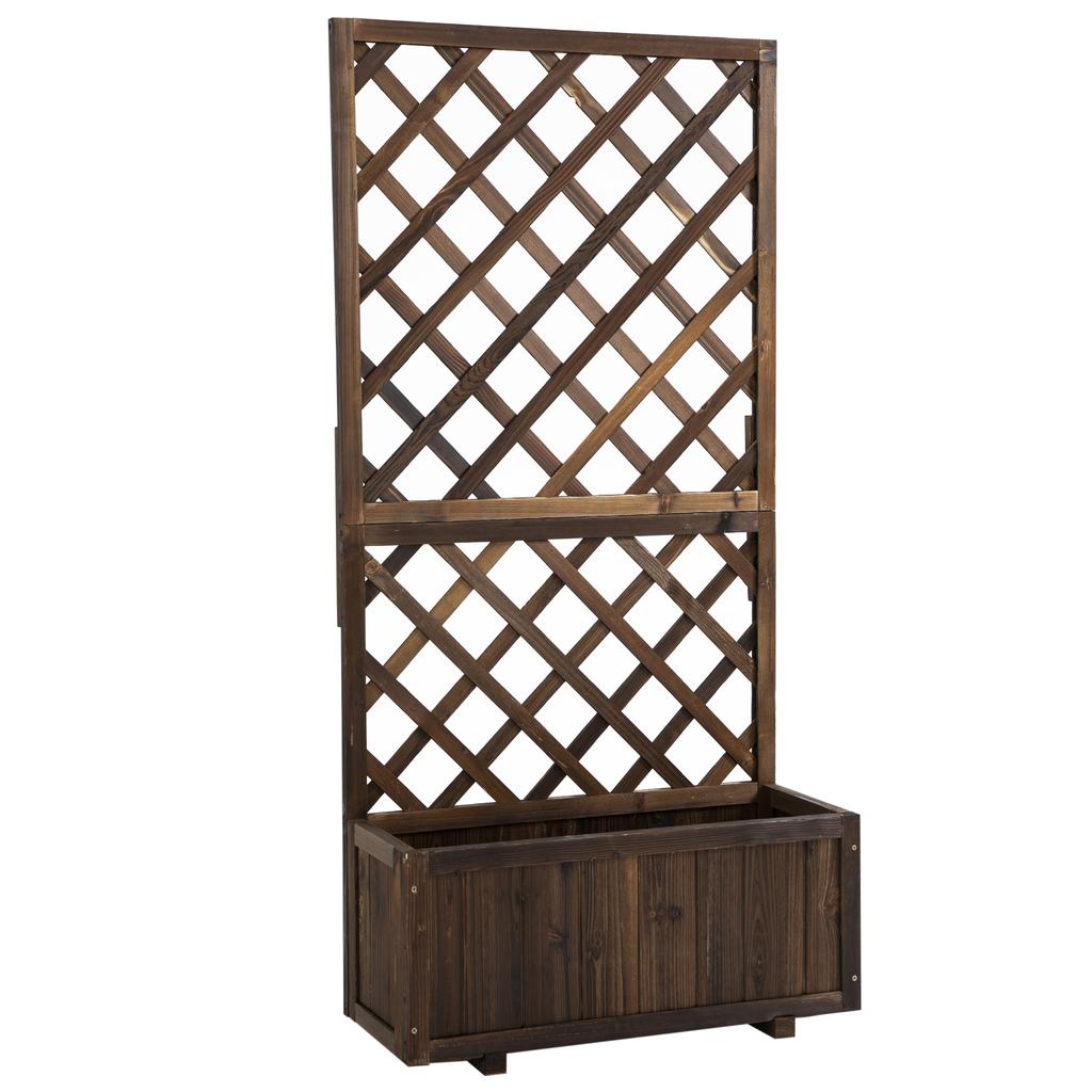 Garden Planter With Trellis 45L Raised Bed For Climbing Plants Vines Flowers Outdoor Planter Box For Patio 72.5 X 31.5 X 149.5 Cm Carbonised Finish