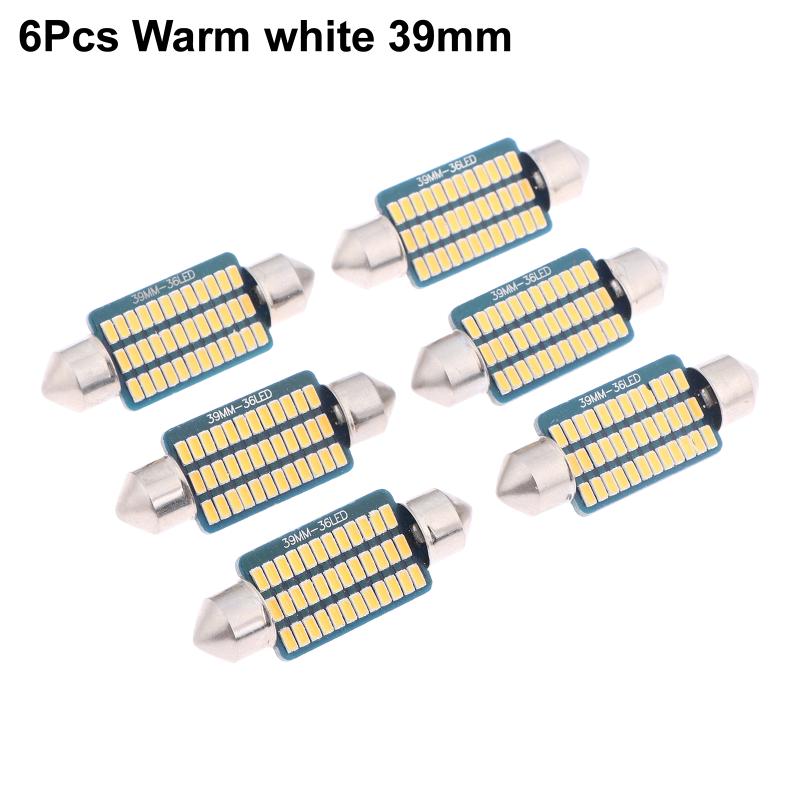 6Pcs C5W Led Bulbs Canbus Festoon Led For Car Interior Dome Trunk License Plate Lights 12V 300Lm 6500K White