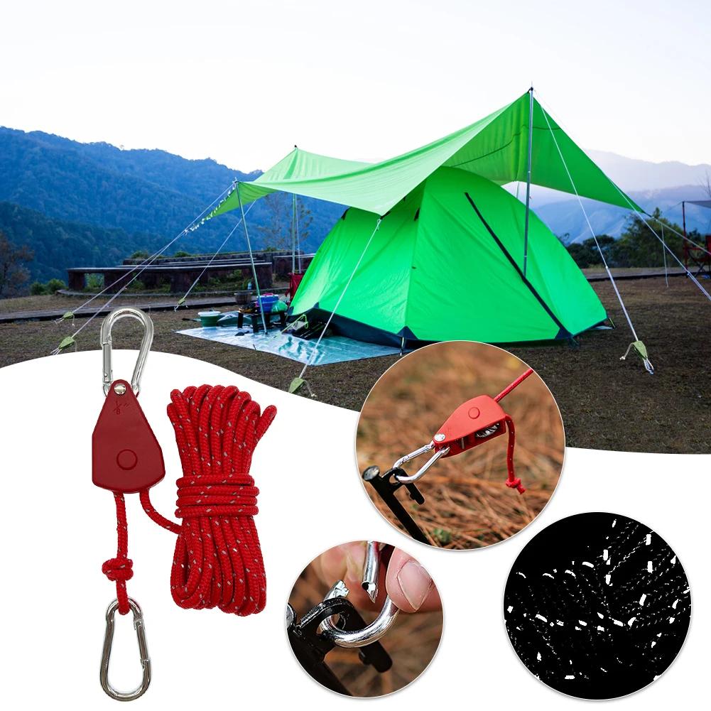 5M Pulley Adjuster Ratchet Kayak and Canoe Boat Bow Stern Rope Lock Outdoor Tie Down Strap 4mm Heavy Duty Adjustable Rope Hanger