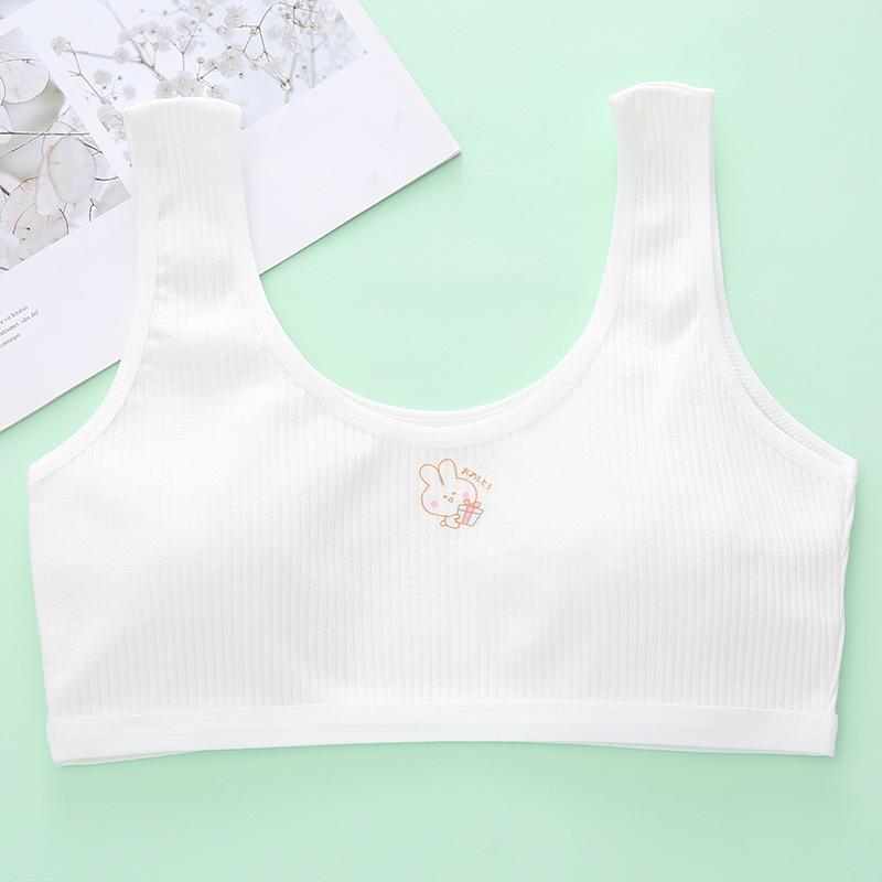 Reggiseno da allenamento in cotone a doppia faccia con spalline larghe per bambine delle scuole elementari
