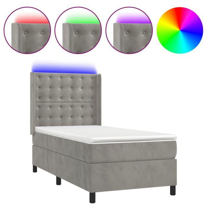 Maison Exclusive - Sommier à lattes de lit matelas LED Gris clair 90x200cm Velours