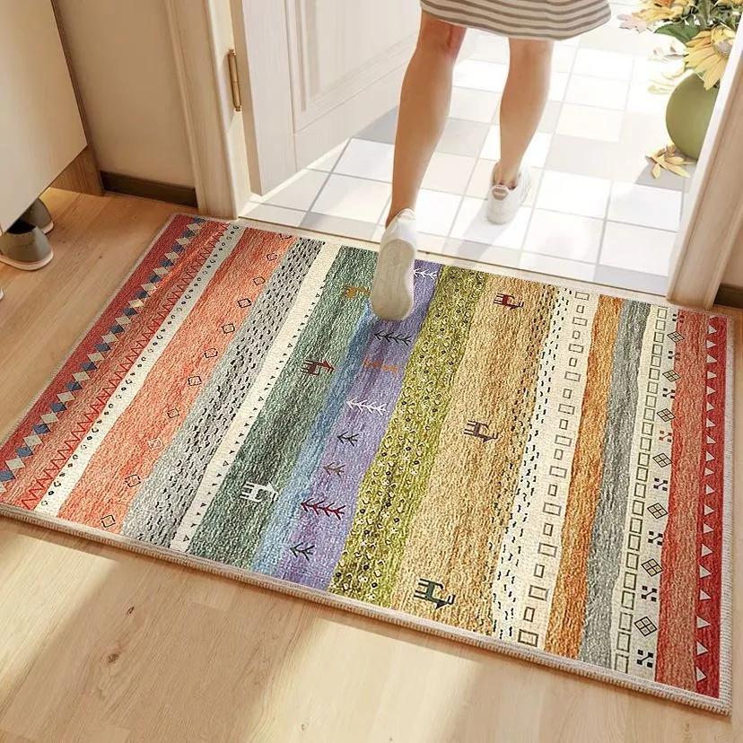 Entrance Carpet Anti-slip Anti-fouling Dirt-resistant Carpet Retro Color Ethnic Style Rugs Outdoor Welcoming Home Decoration Mat