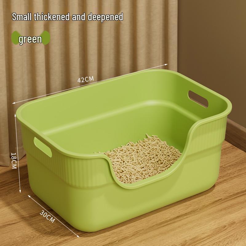 Anti-Splash Open-Top Cat Litter Box with Deodorant for Large Cats