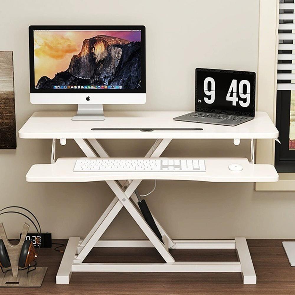 Height Adjustable Standing Desk - 2-Tier Electric Desk with 80x40x50cm Large Size, Ergonomic Motion Desk for Home Office