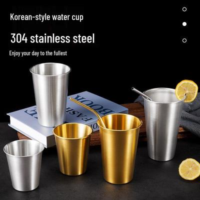 Industrial Style Stainless Steel Beer Mug - Ins Water Cup, Cold Drink Tumbler, with Logo, Single Layer Metal Design