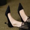 New Designer Woman Shoes Thin High Heels Luxury Women's Shoes Leather Pointed Toe Pumps Fashion Checkered Sexy Party Ladies Shoe