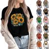 Women's Fashion Casual Printed Round Neck Short Sleeved Pullover T-Shirt Top