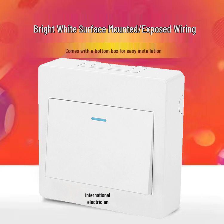 Ultra-Thin Surface-Mounted Single-Pole Switch & Socket Panel for Home Walls