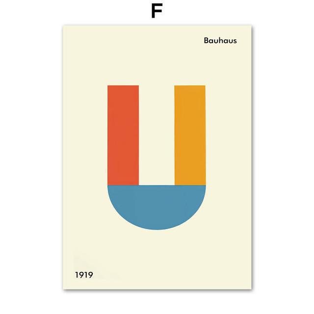 

Рамка из цельного дерева, холст, картина, настенное искусство Баухаус, современный минималистичный геометрический художественный плакат, печать, картина, скандинавский современный декор для гостиной, домашний декор 15*20cm(with frame)