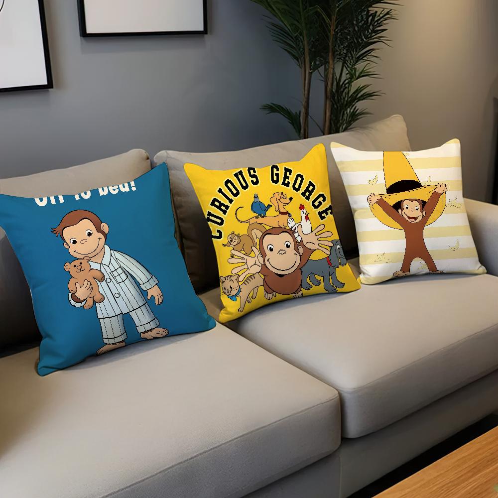 Kawaii Cute Cartoon C-Curious G-Georges Monkey Comfortable Soft Pillow Case for Sofa Living Room Home Decor Protective Covers