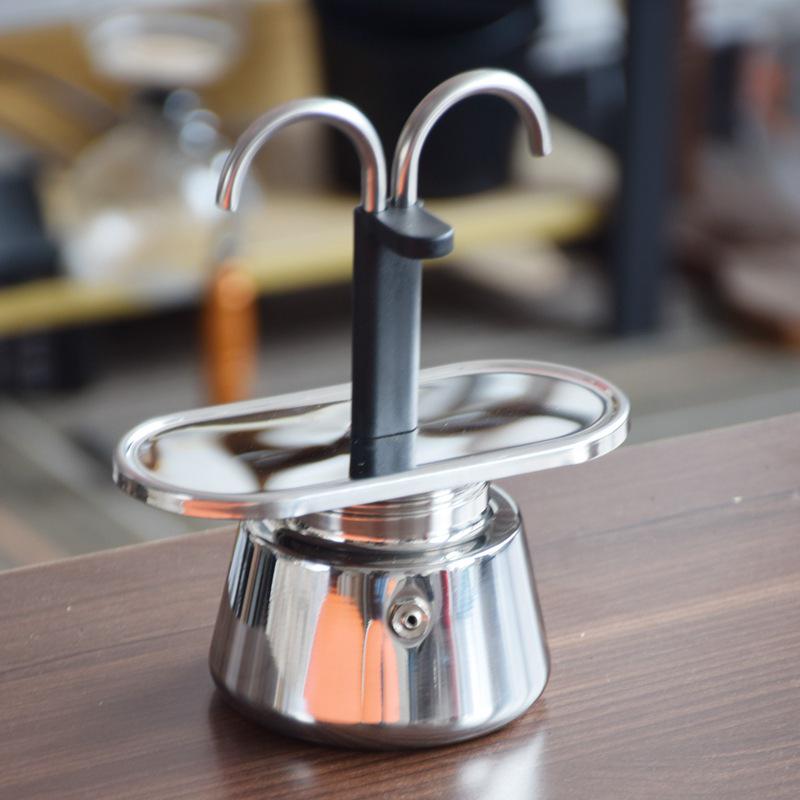Mini Double Cup Italian-Style Stainless Steel 304 Moka Pot for Home or Camping
