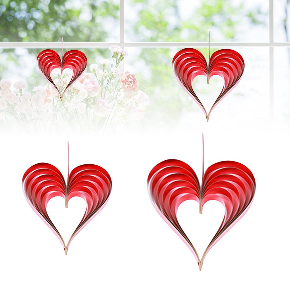 4Pcs Heart Shaped Hanging Decor Premium Thick Gloss Paper Romantic 3D Party Decor for Valentine's Day Wedding Birthday Home