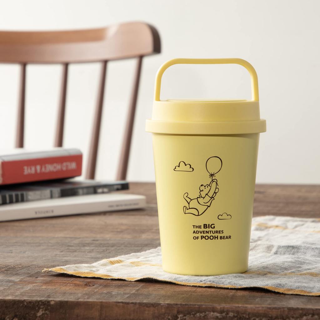 Maebata Disney Winnie the Pooh Stainless Steel Tumbler with 52819 Handle, Yellow, 350ml, D-WP33