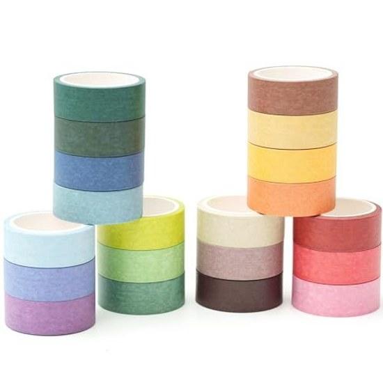 YUBBAEX Volume 20 Plain Masking Tape Set Colors Rainbow Washi Art DIY Crafts Bullet Journal Supplies Planner Scrapbooking Cards Gift Wrapping