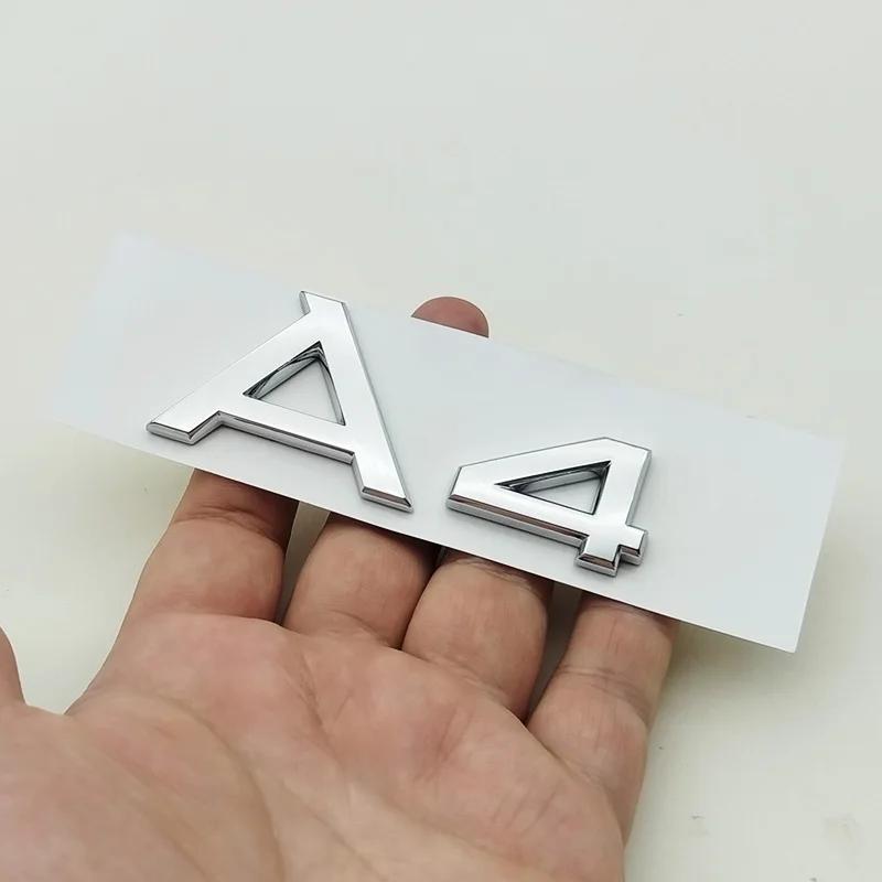 3D ABS Chrome Black Logo A1 A2 A3 A4 A5 A6 A7 A8 Emblem Car Rear Trunk Badge Sticker Decals for Audi Auto Decorative Accessories