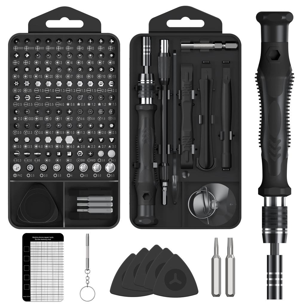 MOVMAO Precision Screwdriver Set with 103 Torx Magnetic Specialty Tool Kit for DIY Repair Dedicated Case with Black 130-in-1 Bits, Driver,