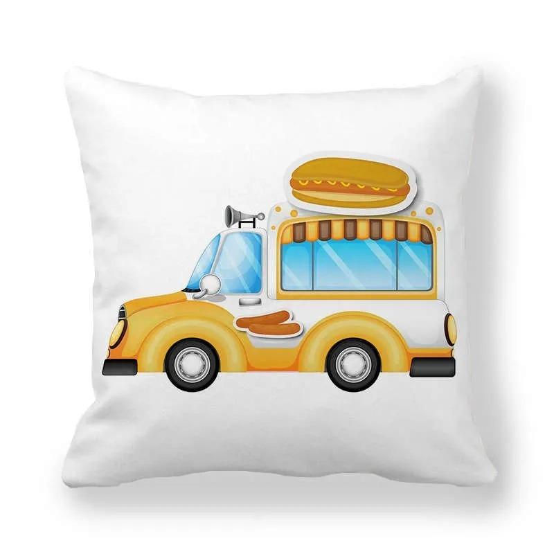Cartoon Food Car Print Pillowcase Living Room Office Home Pillowcase Car Ornaments