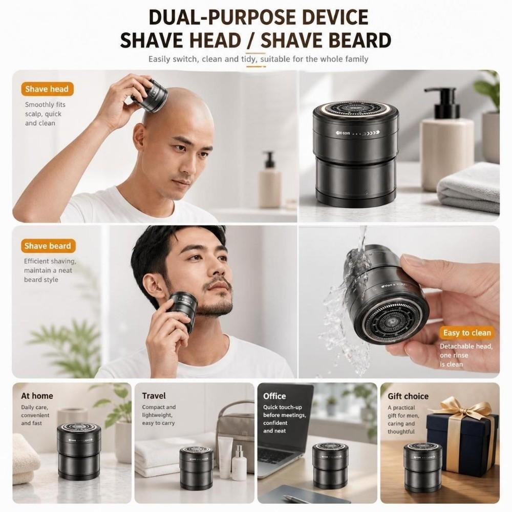 Portable Electric Hair Clipper Rechargeable Hair Trimmer Rotary Bald Head Shaver Hair Cutting