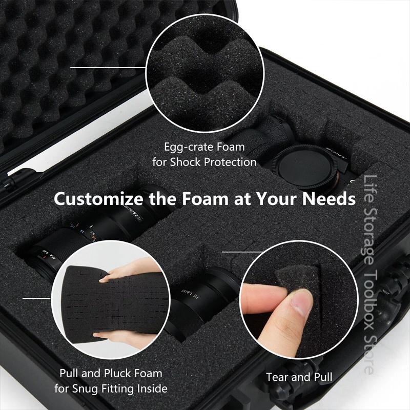 1pc Safety Instrument Tool Box Waterproof Hard Carry Case Bag Tool Case Sponge Protective Tool Storage Box Shockproof Hard Case