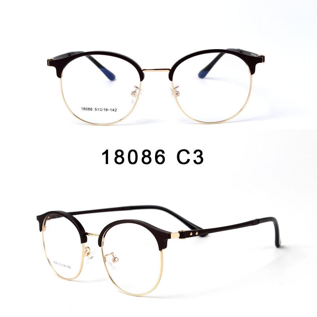 Retro Classic Half-Frame Round Glasses with Anti-Blue Light, Ultra-Light Plastic, Steel Legs - Unisex Myopia Eyewear