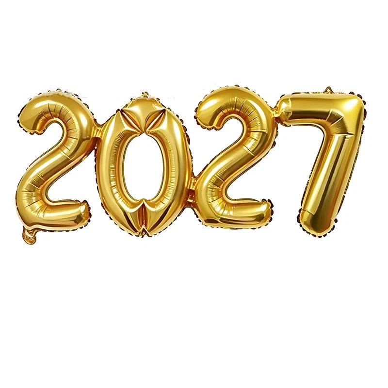 2027 Conjoined Foil Balloons Multicolor Number Design for New Year Party Graduation Ceremony Decoration