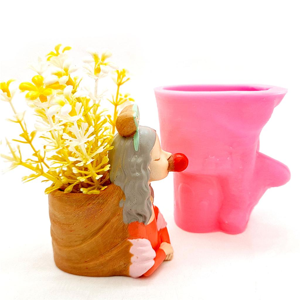 Seifenblasen Mädchen Gips Blumentopf Silikonform Epoxidharzform Sukkulenten Vase Zement Tonform Stifthalterform