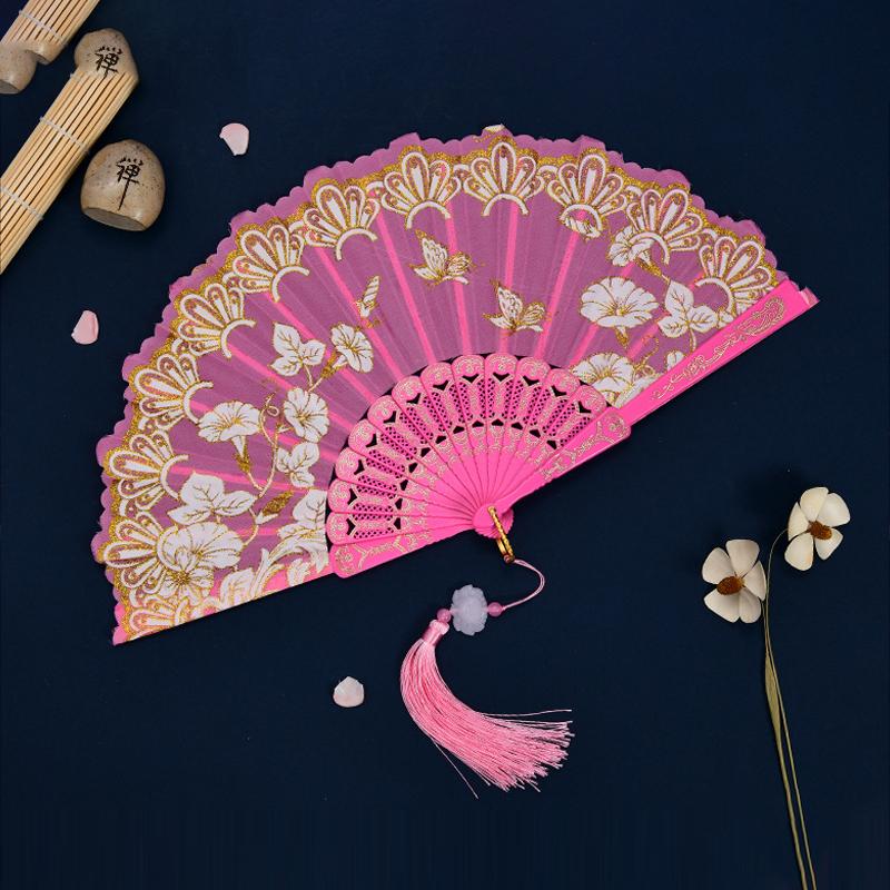 Chinese Style Folding Fan Portable Dance Performance Hand Fan Ancient Cheongsam Photography Props Classical Gift for Ladies