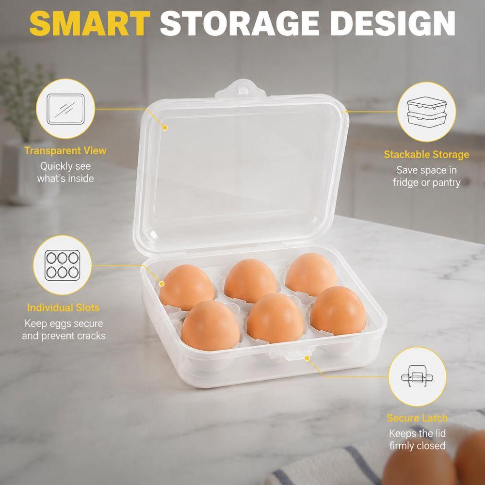 Transparent Egg Dispenser Holder 6-Grid Egg Container Portable Egg Storage Case  Outdoor Picnic