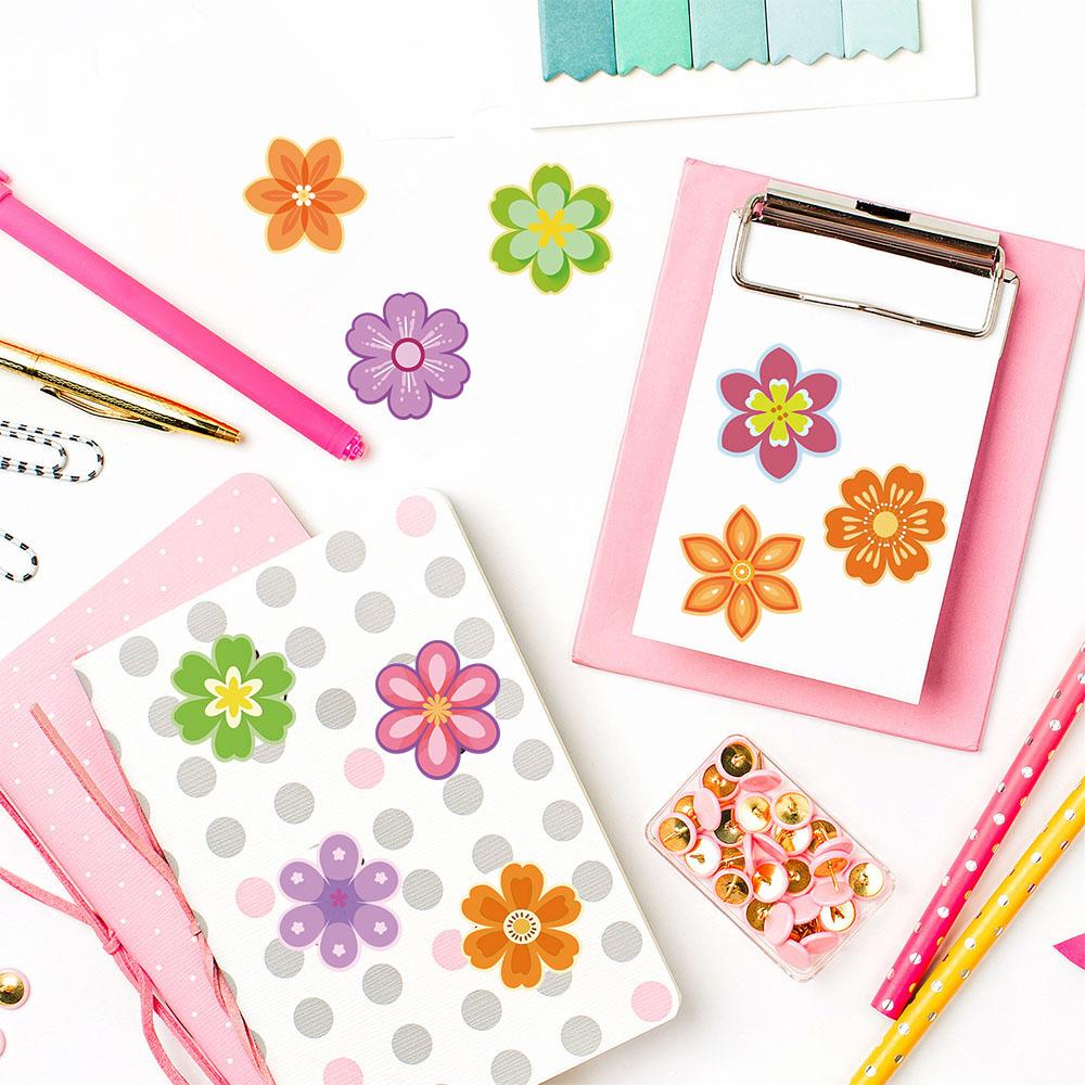 500PCS Cartoon Flowers Roll Sticker Notebook Cartoon Scrapbook Waterproof Graffiti Cafe DIY Scrapbooking Phone Gifts Decals