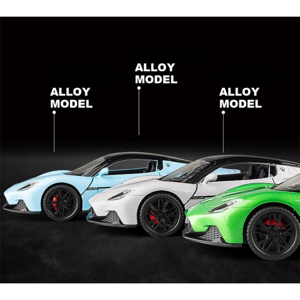 1/22 Maserati MC20 Cabrio Rennwagen-Modell aus Metallguss, Sportwagen-Modell mit Sound und Lichteffekten, Spielzeug für Kinder, Geschenk