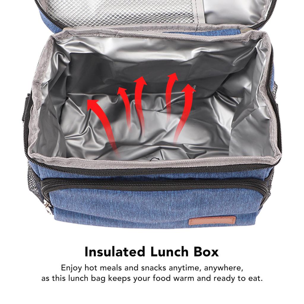 Insulated Lunch Box Oxford Cloth Leakproof Blue Waterproof Thermal Cooler Sack Food Handbags for Men Women