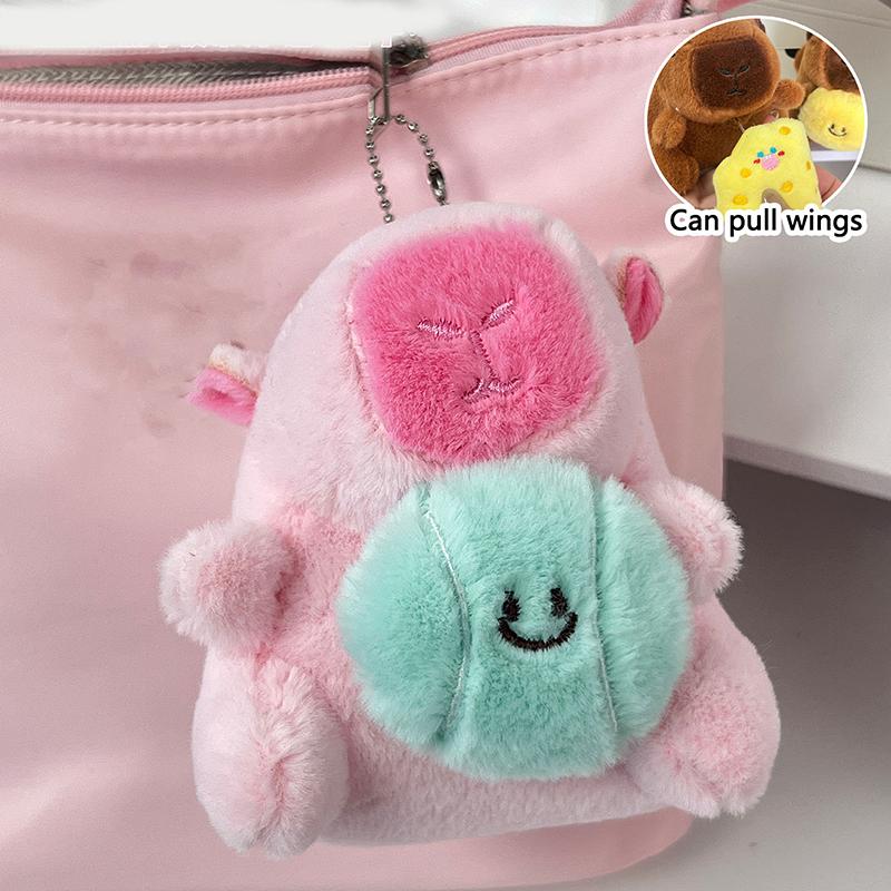 Cartoon Plush Badminton Tennis Capybara Keychain Fluffy Cute Creative Soft Stuffed Doll Pendant Backpack Decorative Accessories