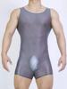 Thin Oil Shiny Sleeveless Playsuit High Elastic Shaping Tights Sheer Gay U Convex Pouch Sheath Bodysuit Tops Man Leotard