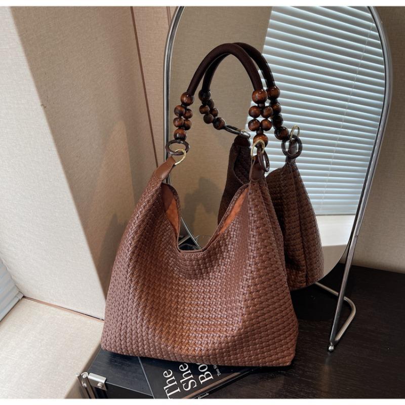 

Hand-woven tote underarm bag new casual large-capacity temperament fashion shoulder bag темно-коричневого
