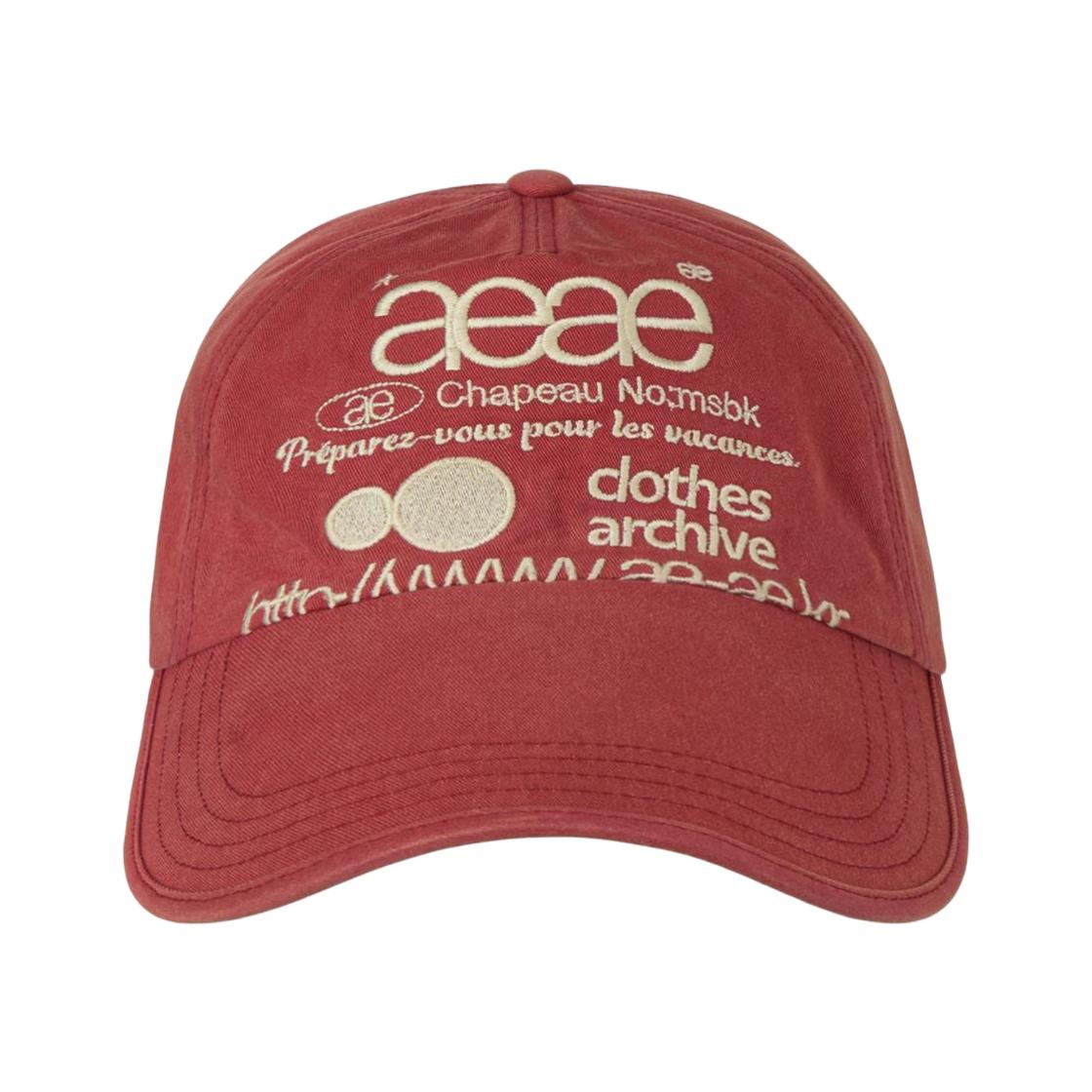 Aeae Web Logo Washed 5 Panel Ball Cap Red ONE SIZE