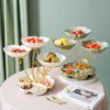 Huihuang Ceramic Lotus Leaf 4-Grid Fruit & Snack Plate