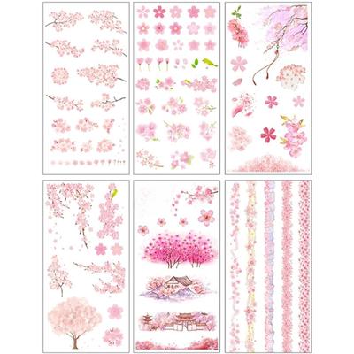1 takım Romantik Kiraz Çiçeği Çıkartmalar Scrapbooking için-Sanat El Sanatları Not Alma Çocuklar Kızlar için DIY Planlayıcısı Seyahat Dergisi Alfabe Kartları